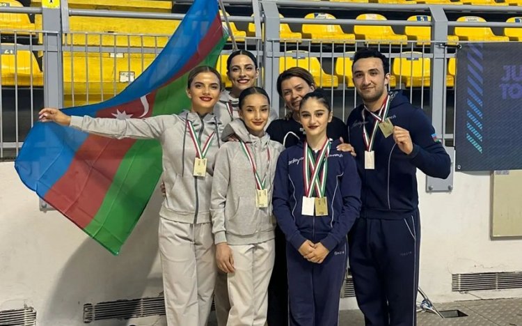 Akrobatika gimnastlarımız İtaliyadan qızıl və gümüş medalla qayıdırlar