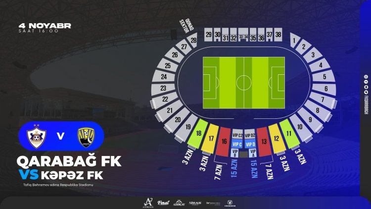 "Qarabağ"ın oyunu üçün biletlər satışa çıxarılır - 3, 7, 15 manat